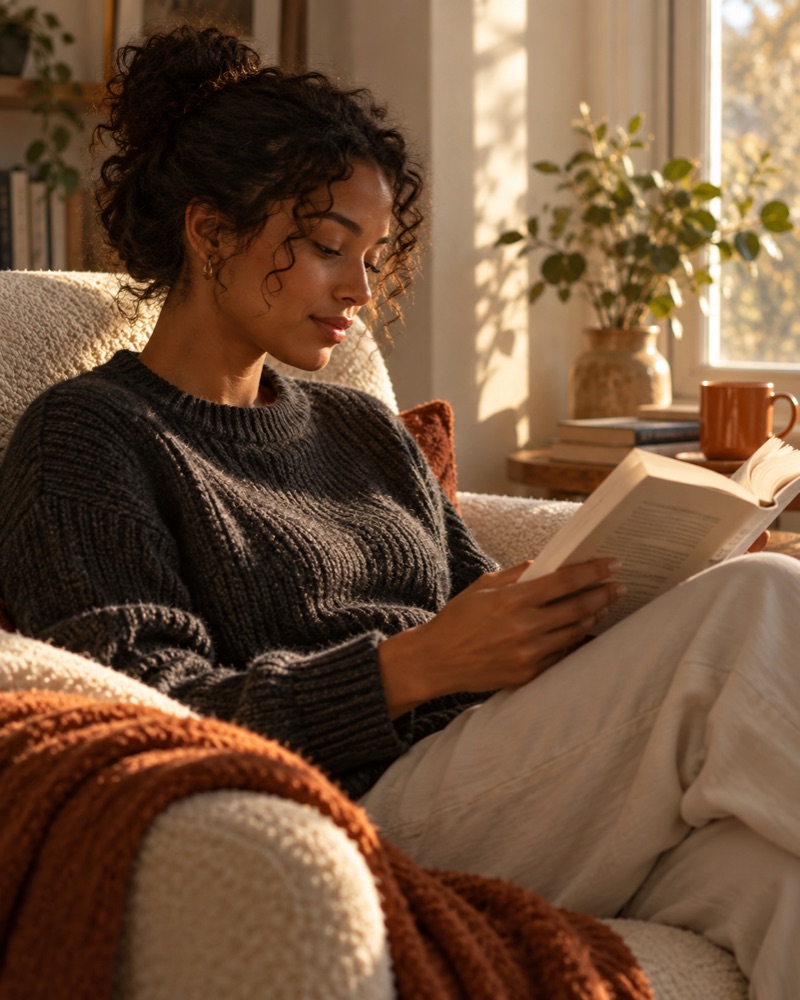 A person reading a book.